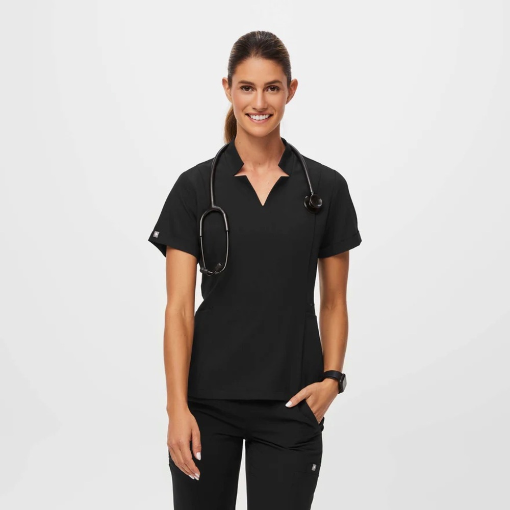Figs burgundy Inala Slim Scrub Top